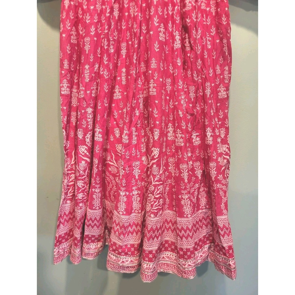 New Biba Fushcia Pink Kurta Ehnic 3/4 Sleeve Embroidered Midi Dress 34/M - Picture 3 of 9